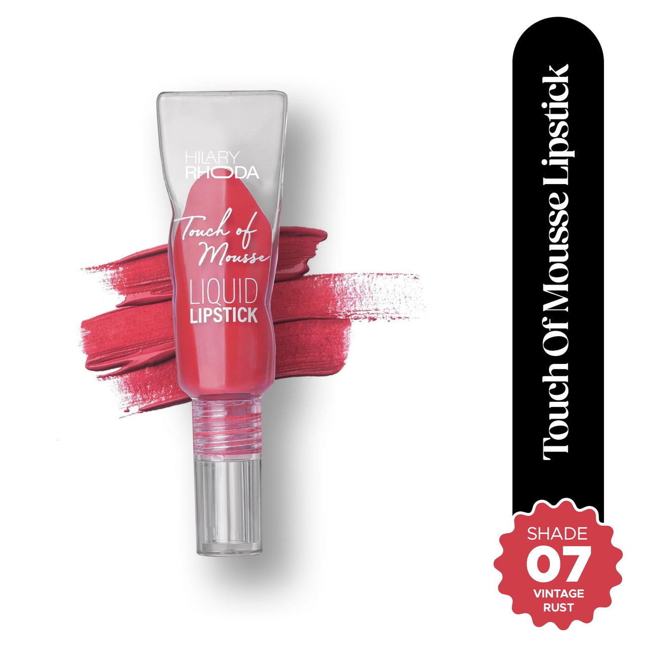 Hilary Rhoda Touch Of Mousse Lipstick | Matte Finish & Long Lasting | Infused with Vitamin E | Weightless & Liquid Lipstick with Mousse Finish | Smudge & Water Proof | Vegan - 5ml (Vintage Rust - Shade 07)
