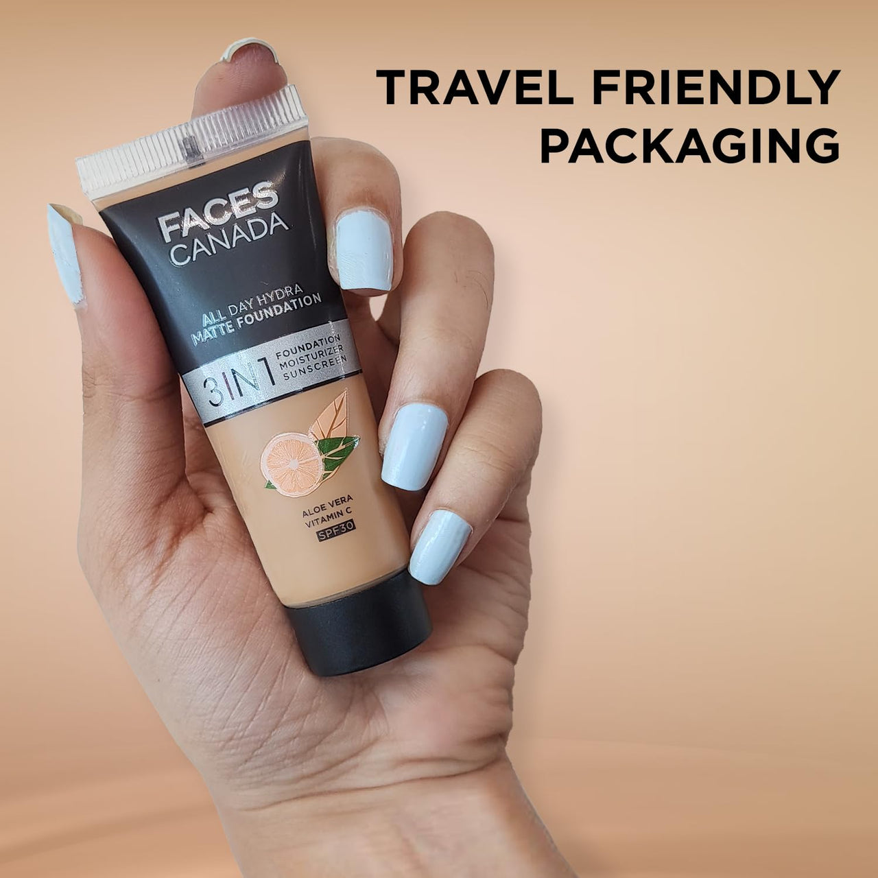 FACESCANADA All Day Hydra Matte Cream Foundation-Mini|3-In-1 Foundation + Moisturizer + Spf 30|24 Hr Aloe Hydration&Vitamin C|10Hr Long Wear|Medium To High Buildable Coverage|Rose Ivory,15Ml,1 Count