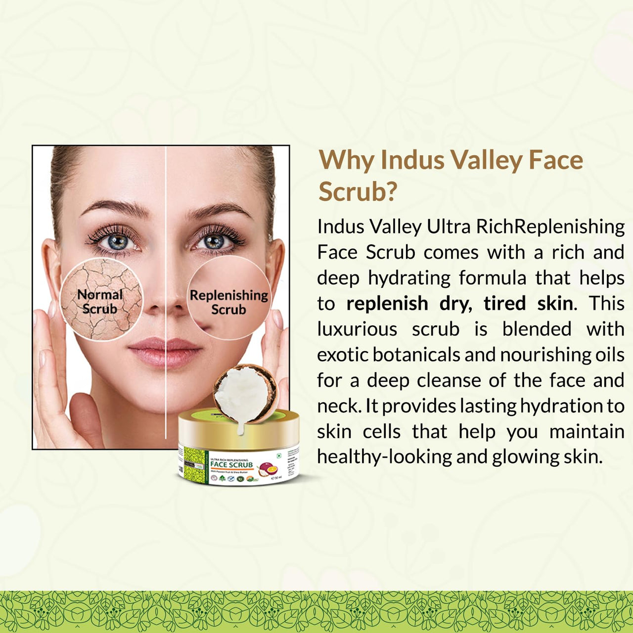 INDUS VALLEY Ultra Rich Replenishing Shea Butter Fruit Face Scrub - (50ml)