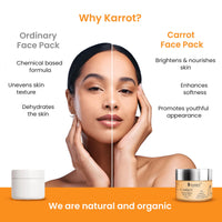 Karrot Natural Skincare Carrot Face Pack for Brightening Skin, Carrot Nourishing Facial Pack, Enhances Complexion and Evens Tone, Contains Retinol, Squalane, Honey and Shea Butter, For Women and Men, All Skin Types, 100 gms