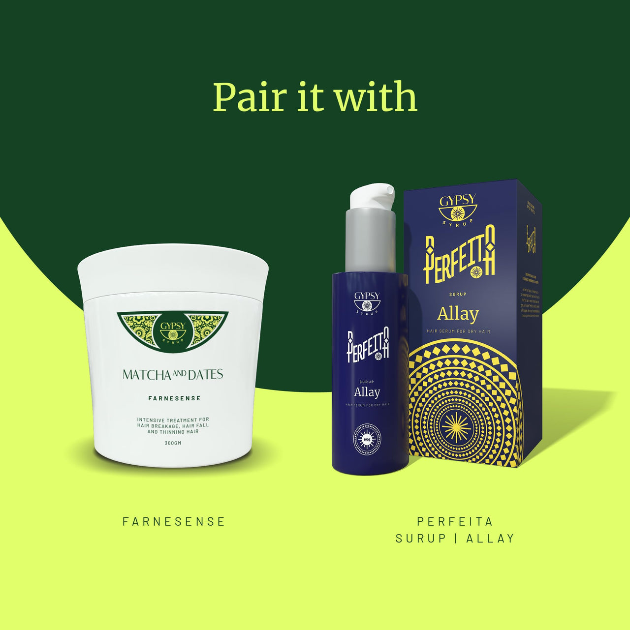 Gypsy Syrup Matcha and Dates Shampoo For Hair Breakage | Hairfall and Thinning Hair Revitalizes hair, enhances elasticity and nourishment | Trinity Hair Cleanser - 300g