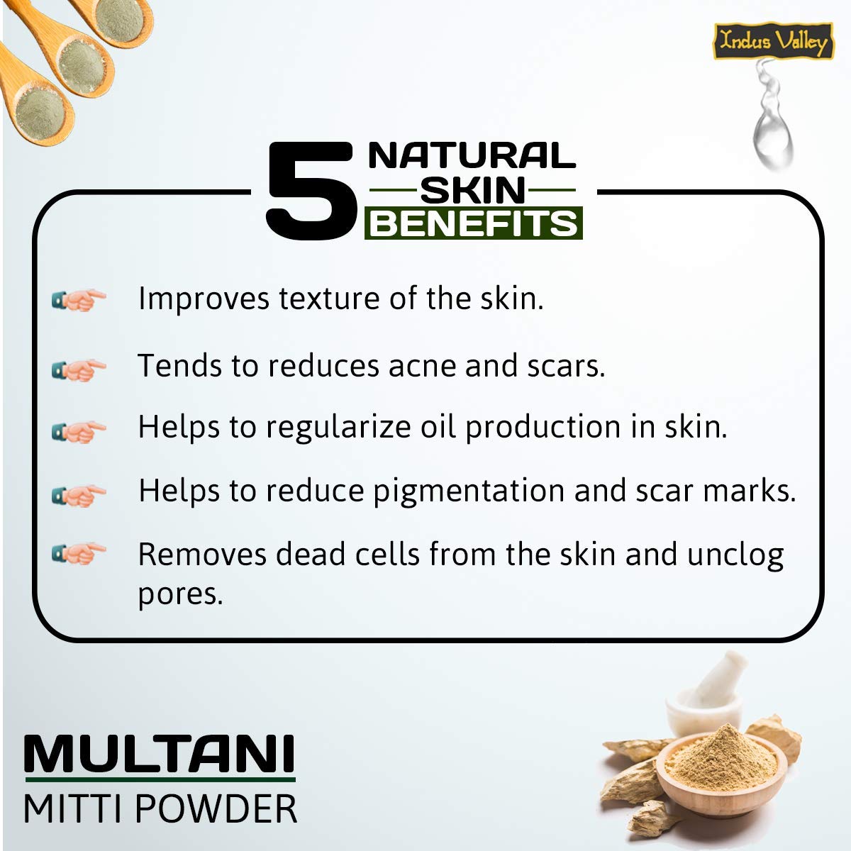 INDUS VALLEY 100% Natural Multani Mitti Powder Jar - (1kg*2 =2kg) set of 2