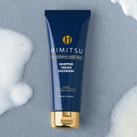 Himitsu Vitamin C & Hyaluronic Acid Face Wash for Brightening, Deep Cleaning, Hydrating & Moisturising Gentle Whipped Cream Texture Facial Cleanser with Glycine & Cinnamon for All Skin Types 100g