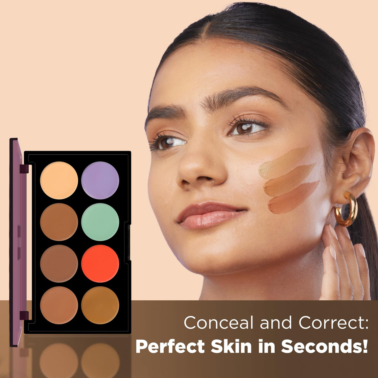 Hilary Rhoda Concealing & Contouring | 8 Shades in Palette | Colour Corrects with High Coverage | Face Palette | Hides Dark Spots & Pigmentation | Buildable Coverage | 12g (Shade-3)