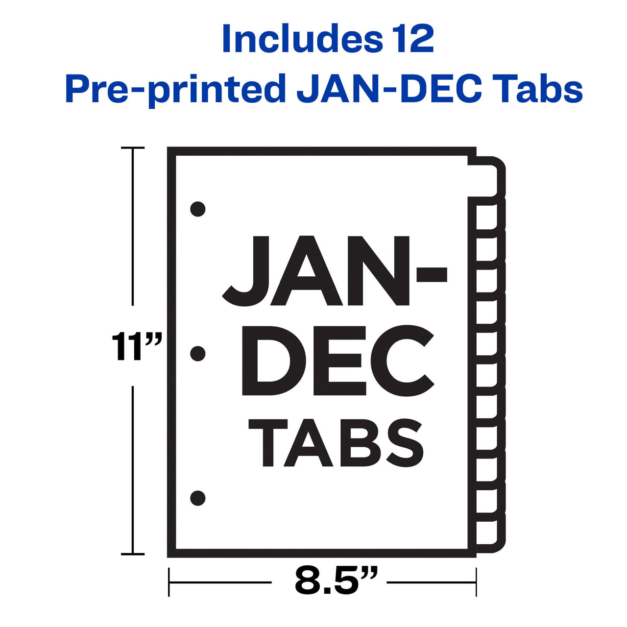 Avery Pre-Printed Jan-Dec Plastic Dividers for 3 Ring Binders, 12-Tab Set, Multicolor, 1 Set (11331)