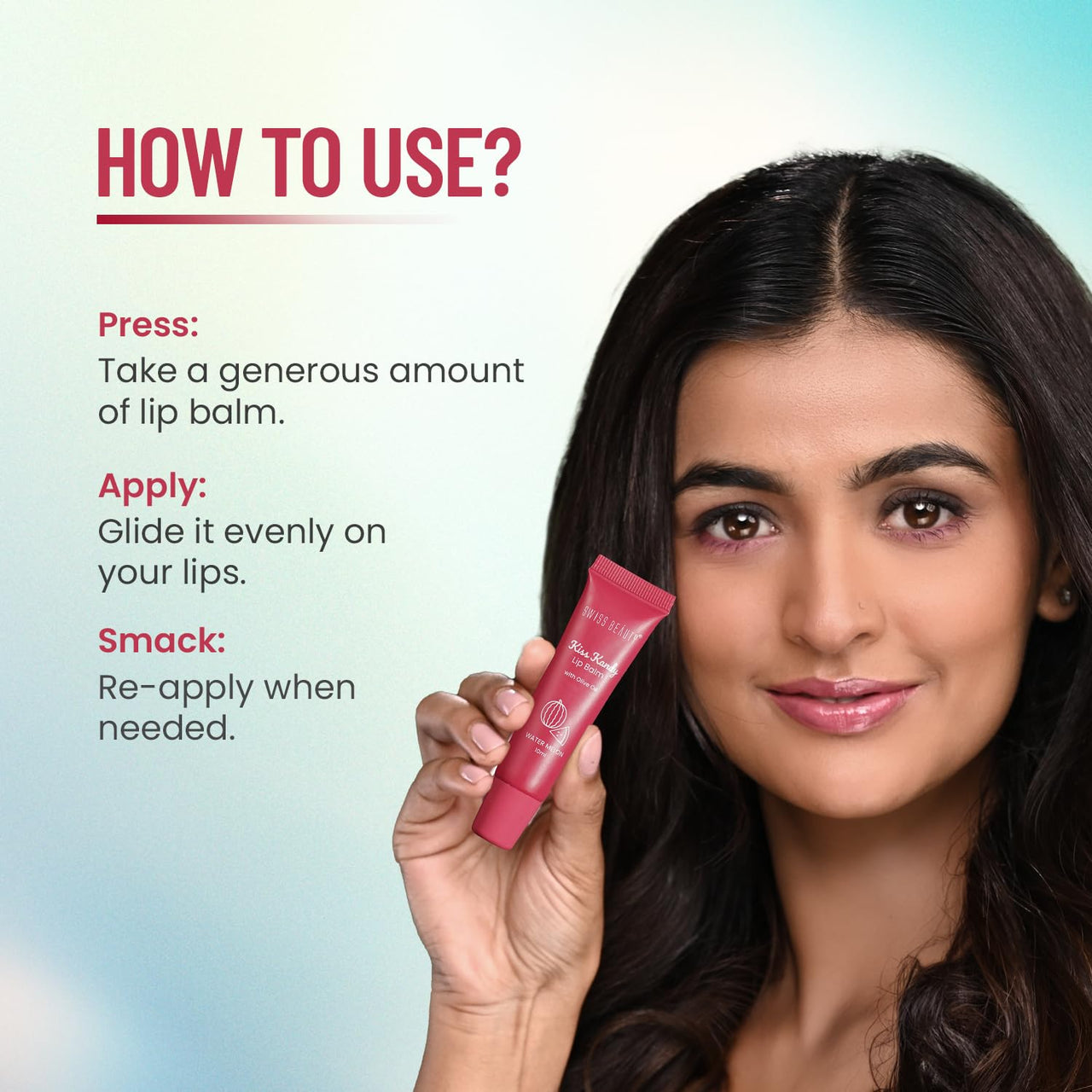 Swiss Beauty Kiss Kandy Lip Balm with Olive Oil | Moisturising | Non-Sticky | Soft & Smooth Lips | Shade - Pomegranate, 10ml