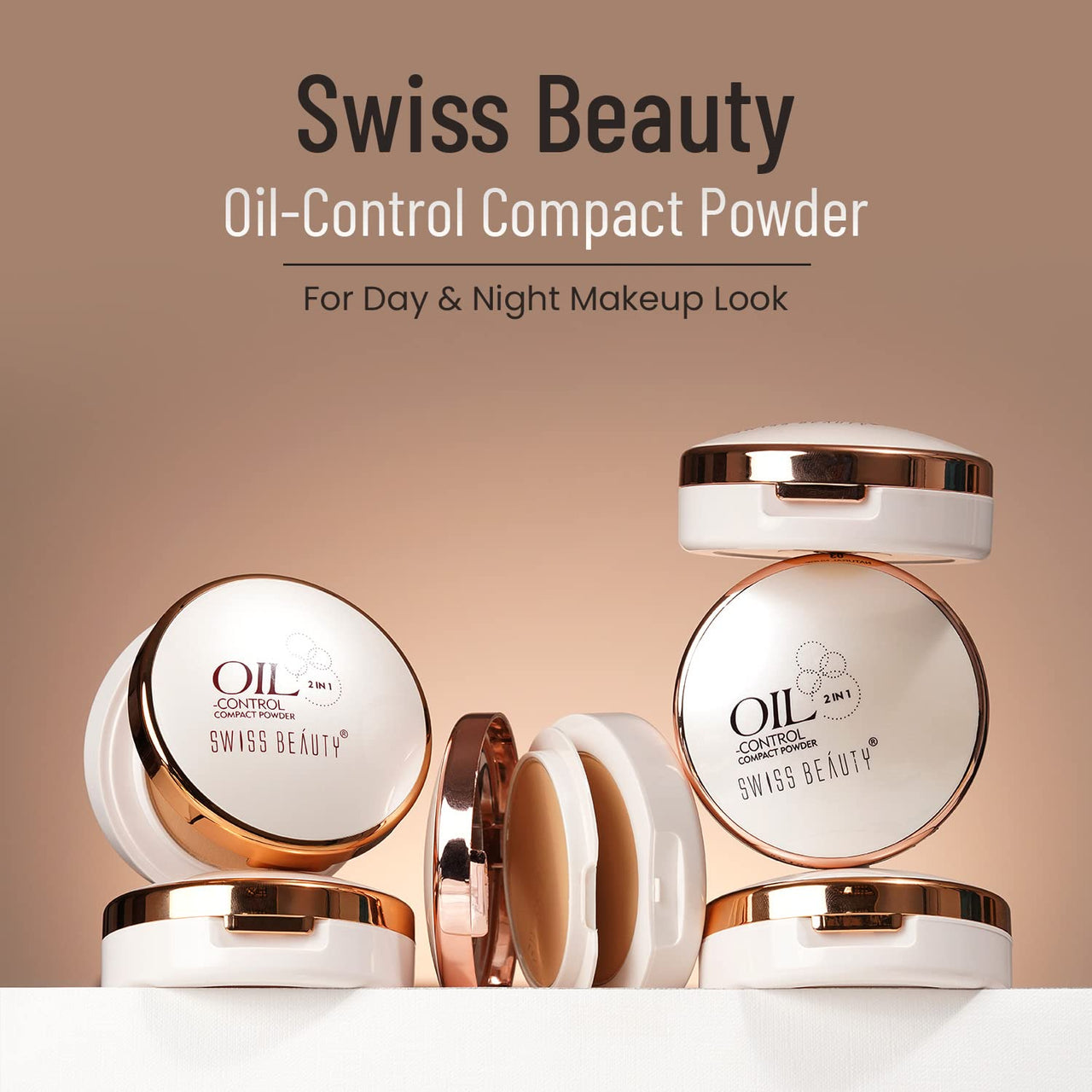 Swiss Beauty Oil Control Compact Powder | Lightweight Compact Powder for Matte Flawless Finish | Face Makeup, Shade - Skin-Beige, 20 gm |