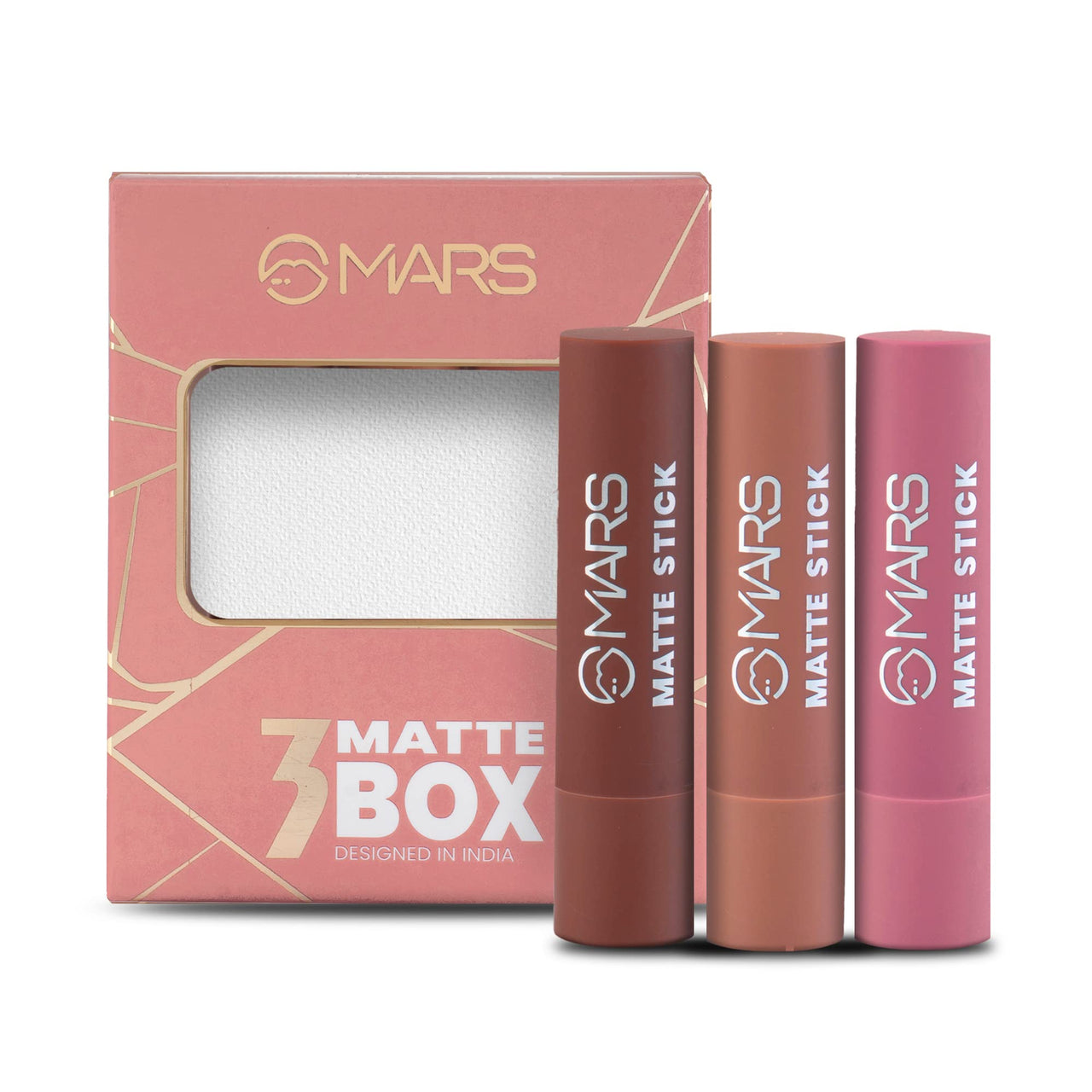 MARS Matte Box Set of 3 Lipsticks for Women (3x3.2 gm) (05-Blushed & Nudes) Matte Liquid Lip Color | Long Lasting | Non-Transfer & Waterproof Lipstick for Women (4.5 ml) (05-Chocolate Delight)
