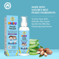 Mom & World Kidsy Face Wash Tear Free, 120ml (No SLS, Paraben) - With Argan OIl, Aloevera
