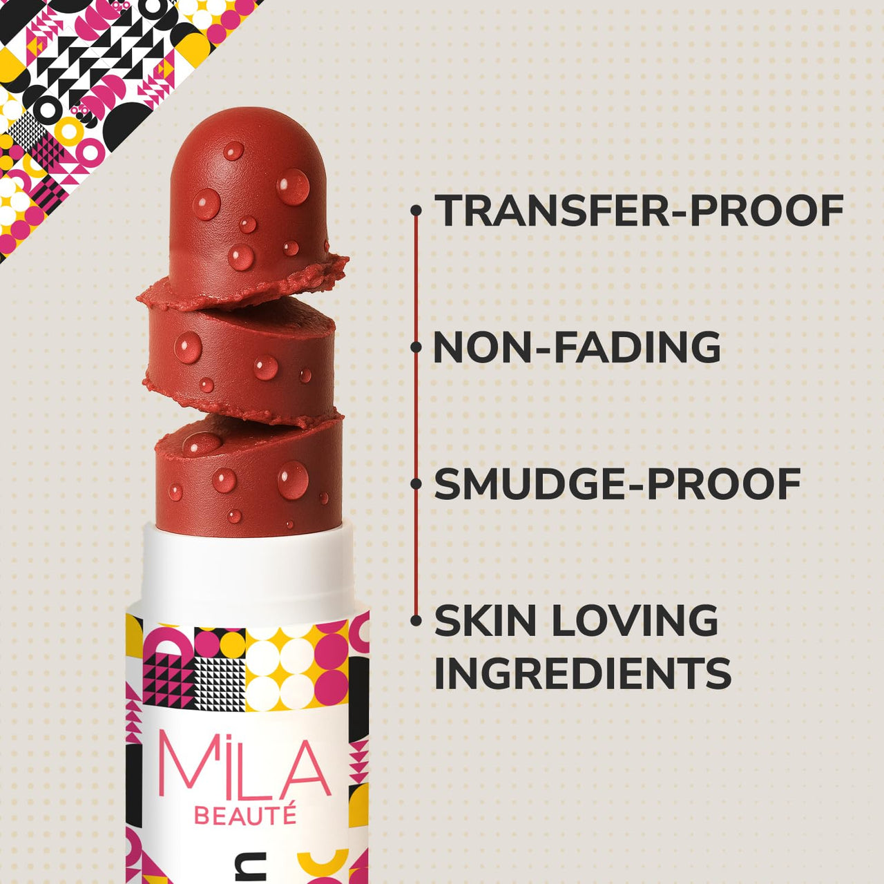 Mila Beauté Lock & Pout Matte Crayon Lipstick for Women I Smudge Proof & Transfer-proof Lipstick I Hydrating With Ceramides & Shea Butter I Highly Pigmented & Glides Smoothly | Suitable for Indian Skin Tones – (1.25g1 Don't Stare)
