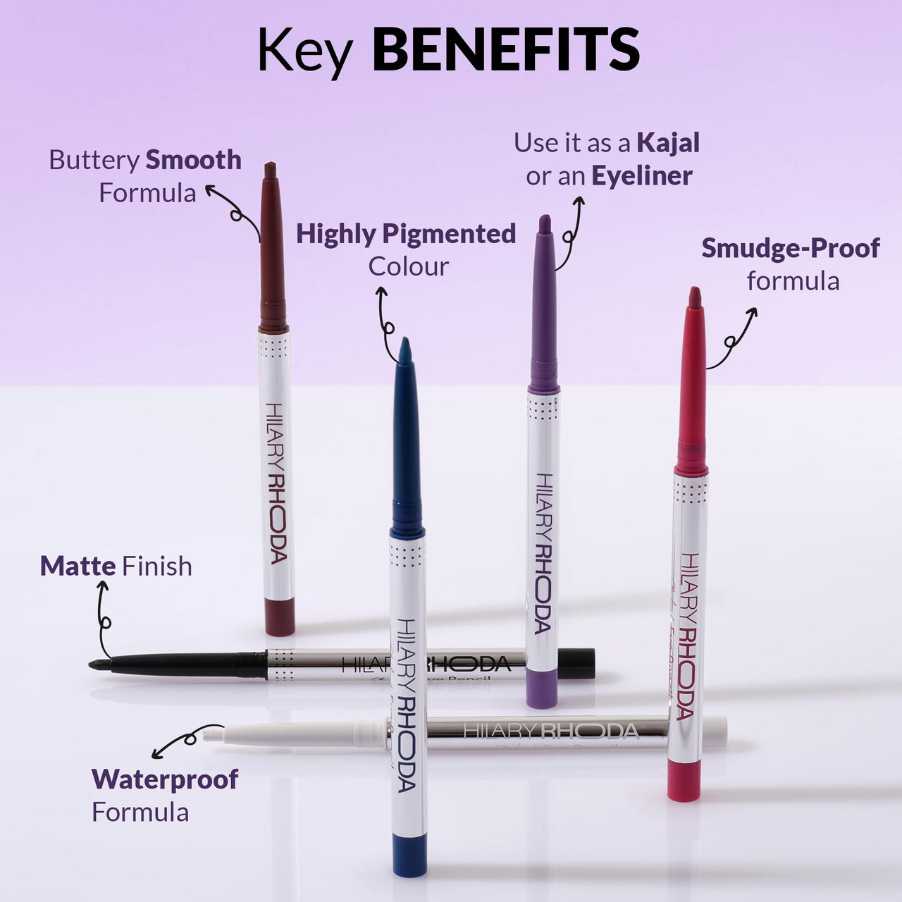 Hilary Rhoda Stroke It Eye Pencil | Coloured Eyeliner and Kajal Pencil | Easy Glide & Quick-Drying Formula | Matte Finish | Built-in Sharpener | 0.26g (Wild Pink | Shade 02)
