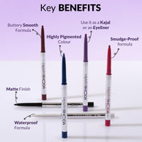 Hilary Rhoda Stroke It Eye Pencil | Coloured Eyeliner and Kajal Pencil | Easy Glide & Quick-Drying Formula | Matte Finish | Built-in Sharpener | 0.26g (Wild Pink | Shade 02)