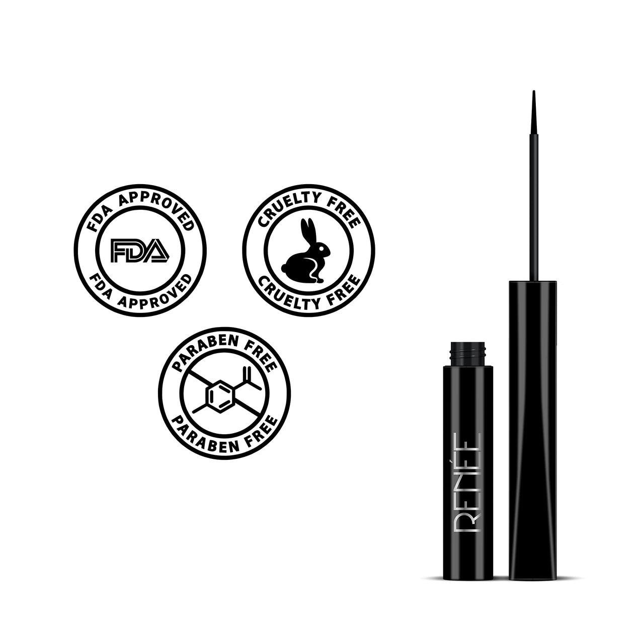RENEE Extreme Stay Liquid Eyeliner 3x Black 4.5ml, Intense, Vibrant Color Payoff | One Swipe, Long Lasting, Matte, Waterproof, Smudge-proof All Day Shades | Infused With Castor Oil - Vegan