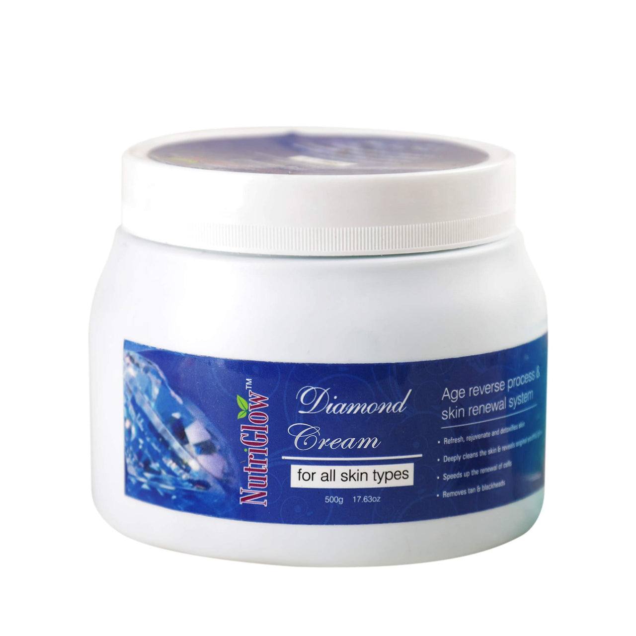 NutriGlow Diamond Massage Cream With Vitamin E For Remove Tan & Blackheads, Improve Skin Tone, Remove Tan & Blackheads, 500gm