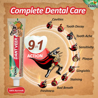 Zandu Dantveer, 200g, India’s 1st Ayurvedic toothpaste with Irimedadi oil | Scientifically proven formula |Fights 9 dental problems