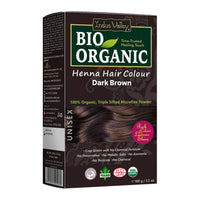 INDUS VALLEY 100% Organic Henna Hair Color Dark Brown Nourishes and Moisturizes Hairs Triple Sifted Microfine Powder (100g)