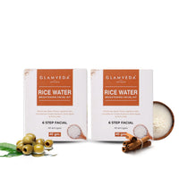 Glamveda Rice Water Brightening Facial Kit Pack Of 2 | 6 Steps Facial Kit | 80 Gm