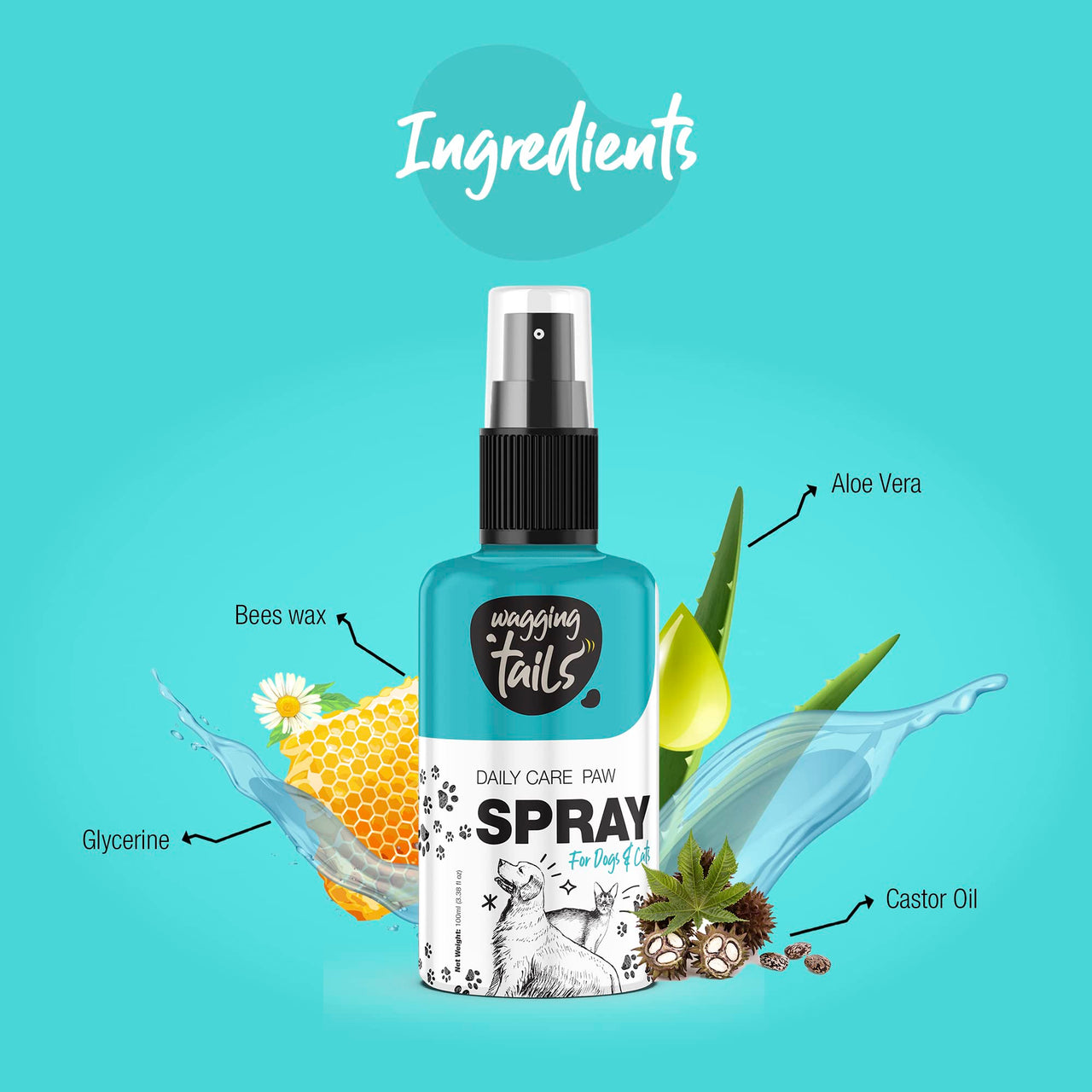 Wagging Tails 2 in 1 combo for pets|Paw Spray 100ml + Paw Butter 50Gm| Paw Spray for Dirty & Muddy Paws | Paw Butter for Heal & Repair Cracked Paws |Natural Grooming Combo for Dogs, Cats & Puppies Paw