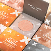 Just Herbs Lumi Glow Pressed Highlighter for Face Makeup Shea Butter + Vitamin C, 3.5 g (The Sun)