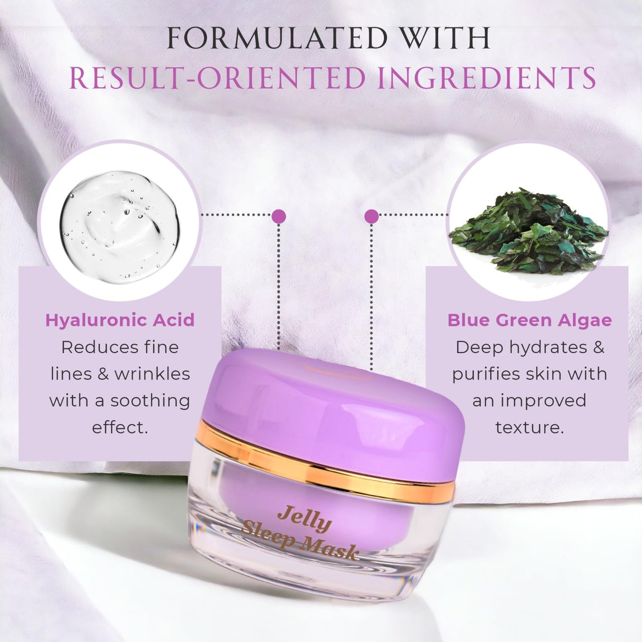 Oceglow Sleeping Jelly Mask with Hyaluronic Acid & Blue Green Algae | Overnight Hydrating Face Mask | Control Pigmentation, Dark Spots, and wrinkles, | Suitable for All Skin Types - 51ml