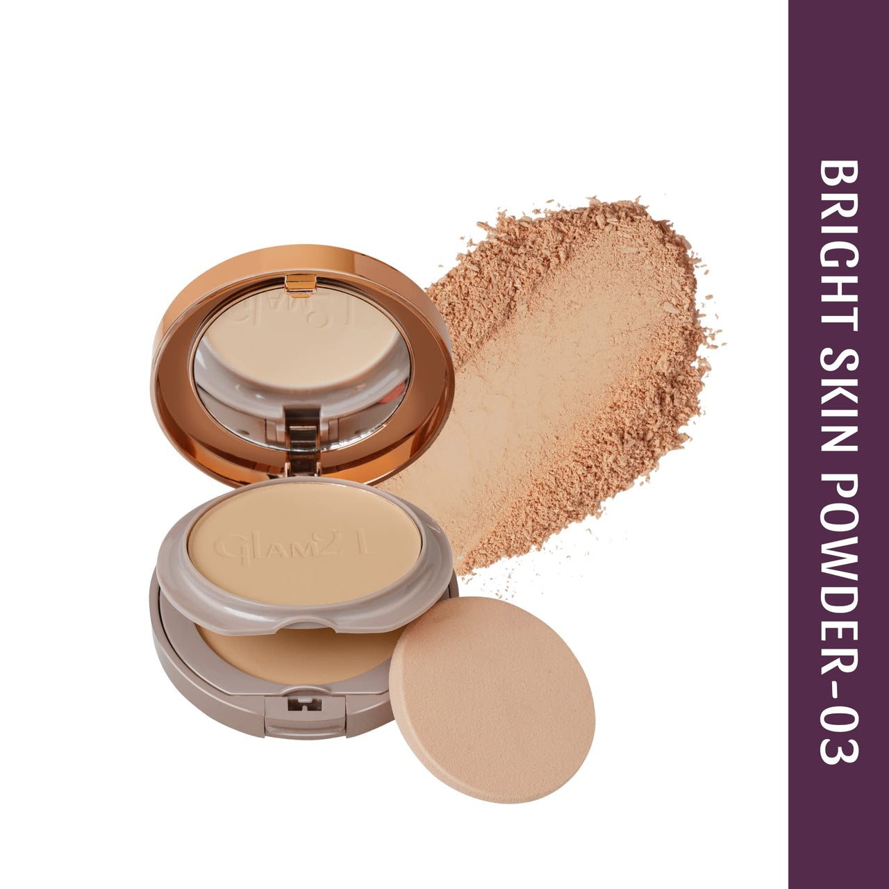 Glam21 Duo Finish, 2-in-1 Compact Powder (CP8001)| Smooth Satin Texture | Long-lasting Mate Finish| All Skin Type | Honey-03