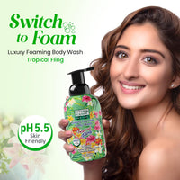 Bryan & Candy Luxury Foaming Body Wash with Pentavitin, Pro Vit B5, Argan Oil, Skin Friendly pH 5.5, All Skin Types, 400 Ml (Tropical Fling)