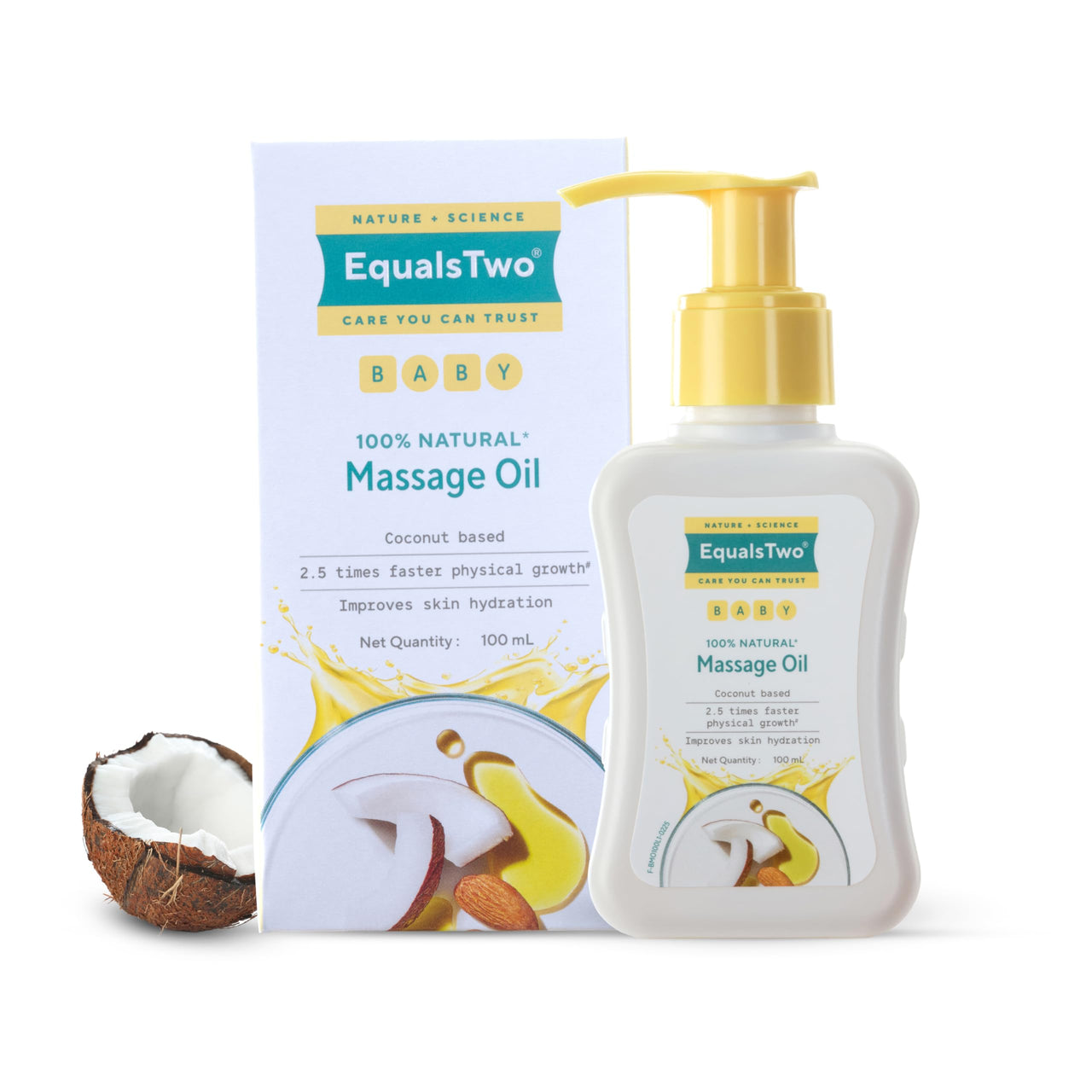 EQUALSTWO Nourishing Baby Massage Oil 100ml, 100% Natural Non-Greasy Moisturizing Baby Oil for New Born, Strengthen Muscles & Bones, All Skin Types, Hypoallergenic, Dermatologically Tested, Pack of 1