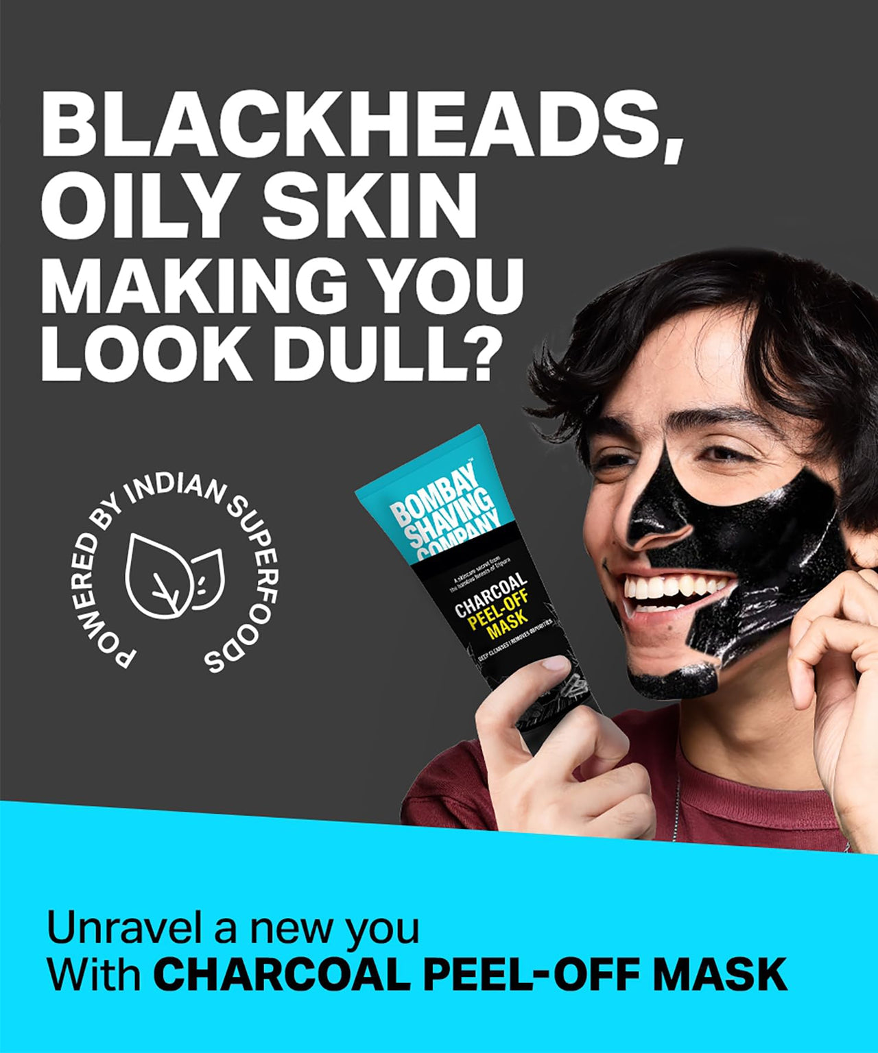 Bombay Shaving Company Activated Charcoal Peel Off Mask With 10X Detoxifying Power, Fights Pollution And De-Tans Skin For Men And Women, 100G (Pack Of 1)