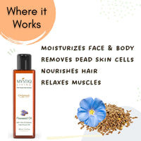 Mystiq Living Flaxseed Oil with Omega - 3 for Healthy Hair, Skin & Body | Cold Pressed, 100% Pure & Natural - 100 ML