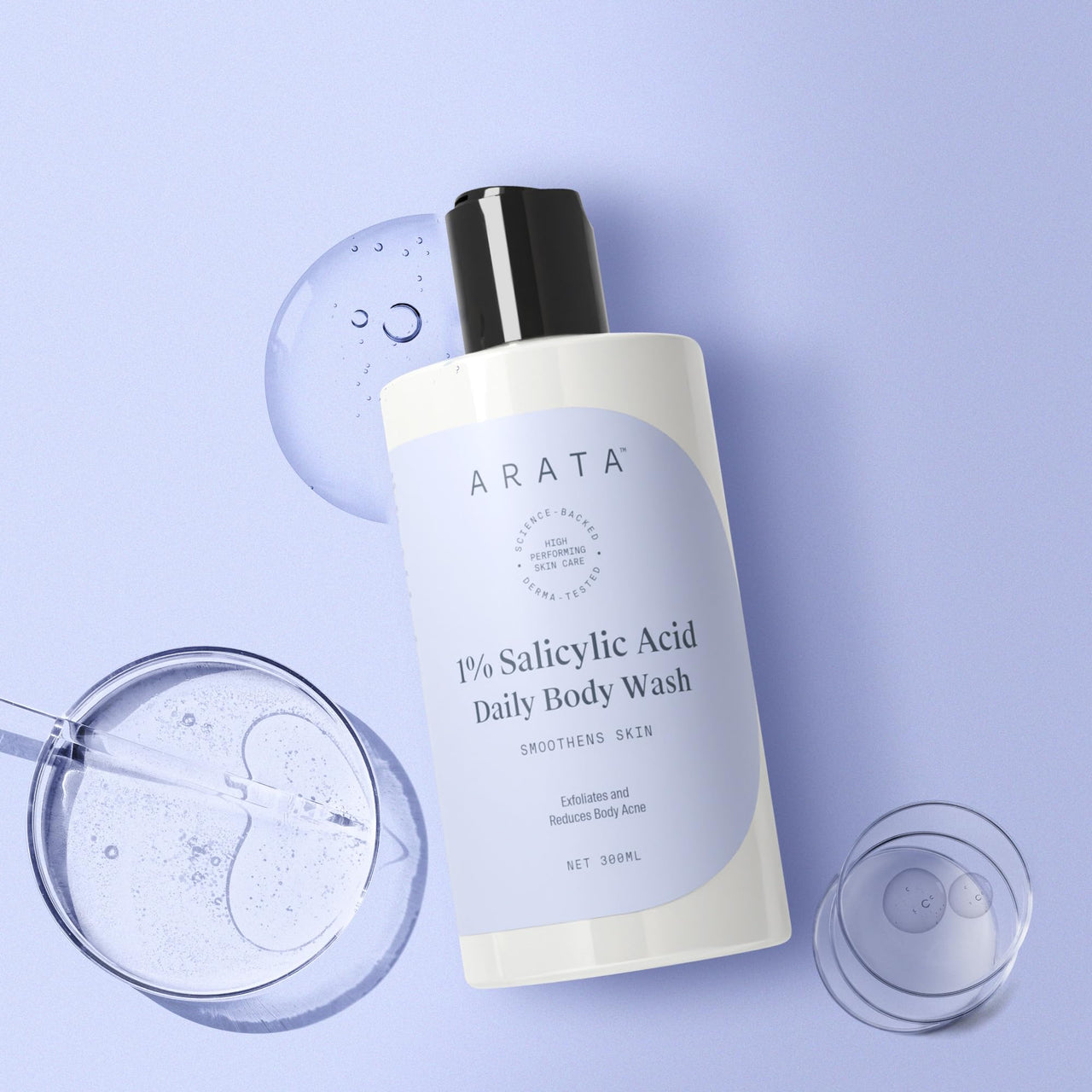 Arata 1% Salicylic Acid Body Wash For Bacne, Bumpy & Strawberry Skin | Exfoliates, Cleanses & Smoothens Un-even, Rough Skin | Paraben & SLS Free |Body Shower Gel For All Skin types | 300ML