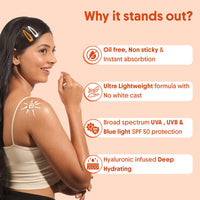 Aravi Organic Oil-Free Sunscreen Body Lotion SPF 50 PA++++ | Lightweight, Quick Absorbing & No White Cast | UVA & UVB Protection | With Niacinamide, Hyaluronic Acid & Copper Tripeptide | 200ml