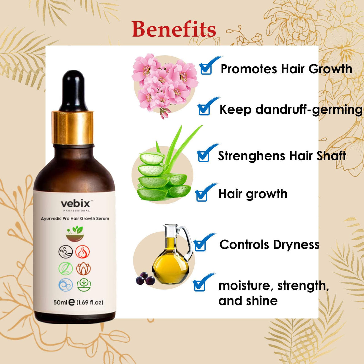 Vebix Professional Customised HairCare Set | 4 Ayurvedic Products Kit | For All Hair | Anti HairFall Oil Neem, Lotus AntiHairfall Shampoo, Face Glowing Serum, Hair Growth Serum