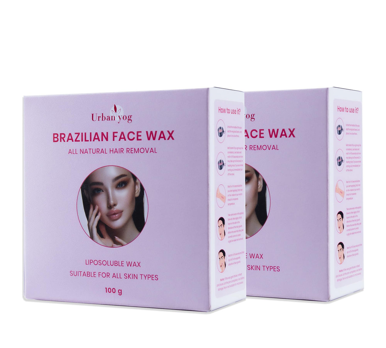 Urban Yog Brazilian Beans Wax, Katori Face Wax 200g, (100g x 2 Pack) | India's 1st Liposoluble Wax | Natural Ingredients | Gentle on All Skin Types | Precision Facial Hair Removal