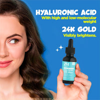 ZM Zayn & Myza 1.5% Hyaluronic Face Serum with 24K gold | For Bright, intensely hydrated & glowing skin | Keeps skin plump & improves elasticity | For all skin types, 30ml