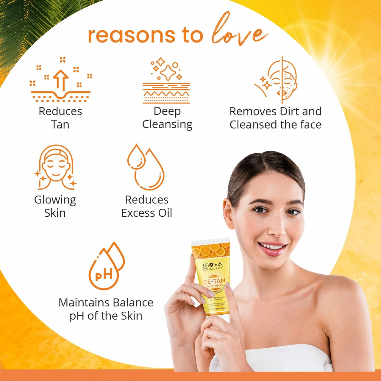 Globus Naturals De Tan Face Wash & Facial Kit Combo, Tan Removal Formula, For All Skin Types