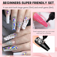 Bolt Bee Nail Rhinestone Glue Set - Gel Nail Glue for Rhinestones, 3D Art Design Super Strong Adhesive for Charm Gems Jewel Crystal Beads Diamonds 15g