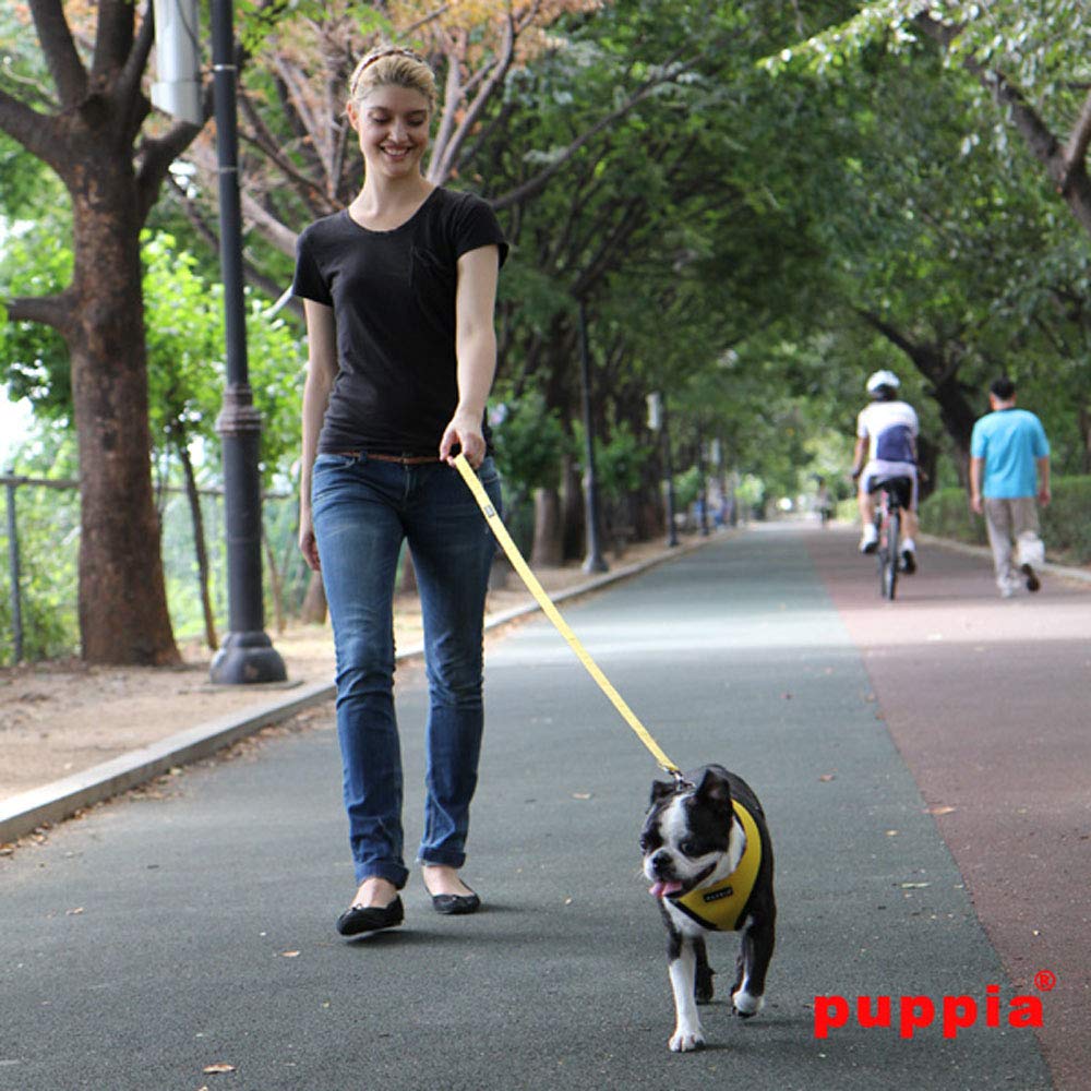 Puppia Soft Dog Harness No Choke Over-The-Head Triple Layered Breathable Mesh Adjustable Chest Belt and Quick-Release Buckle, Yellow, Small