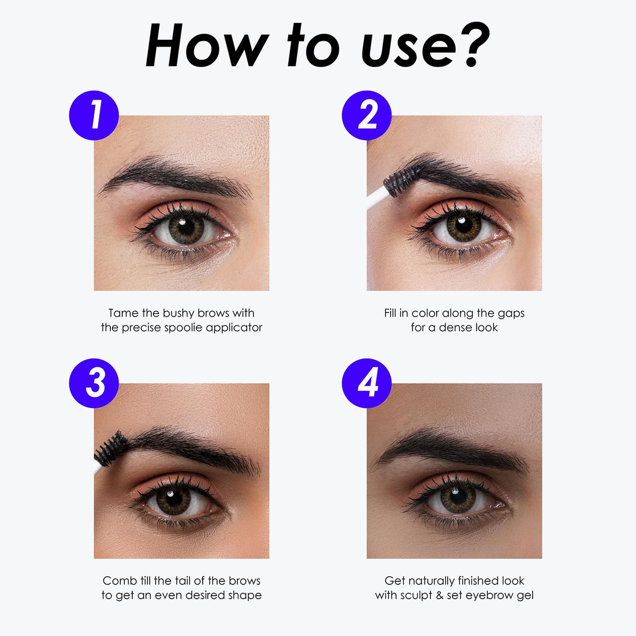 Blue Heaven Sculpt & Set, Eyebrow Gel with Applicator, Brown, 8gm, For Full Voluminous Looking Natural Eye Brows