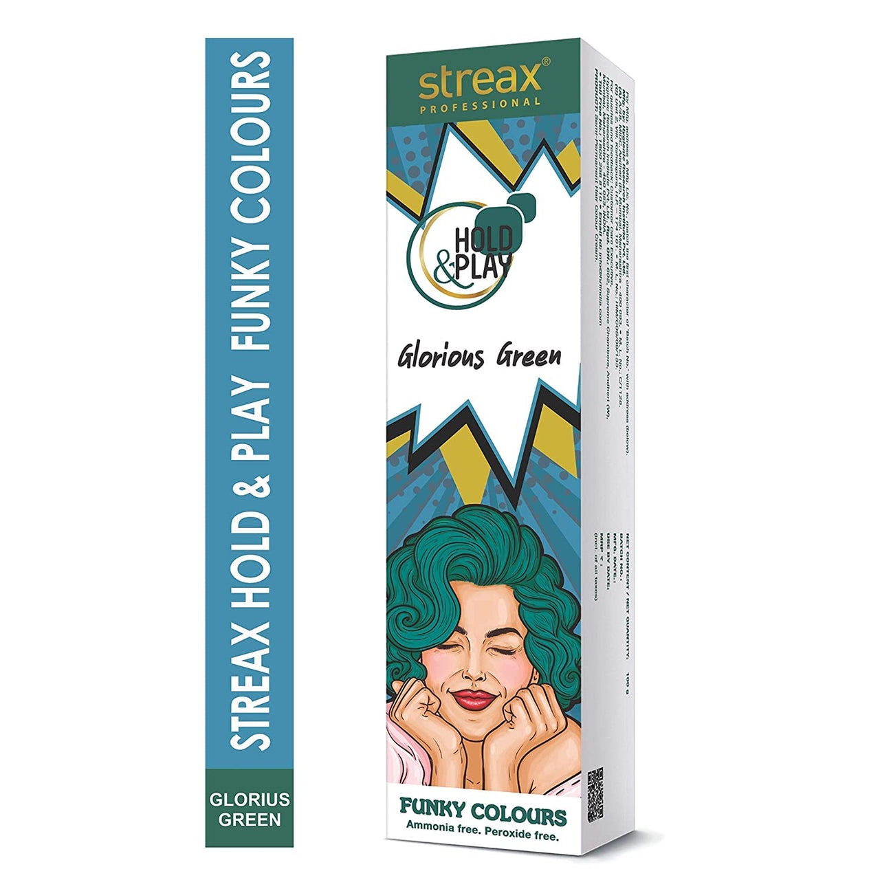 Streax Professional Hold & Play Funkey Colour - Glorious Green, 100 Grams
