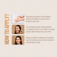 Swiss Beauty Airbrush Finish Lightweight Foundation | Full Coverage Blendable Foundation For Face Makeup |With Benefits Of Hyaluronic Acid, Aloevera And Vitamin E | 30Ml | Shade- Caramel Beige