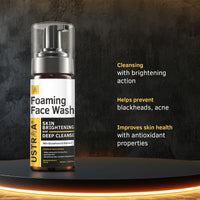 Ustraa Bright Night Kit - Foaming Face Wash - For Skin Brightening - 150 ml | Helps Prevent Blackheads | NO SLS & Night Cream - De-tan & Anti-aging - 50g - Effective Tan Removal | with Niacinamide