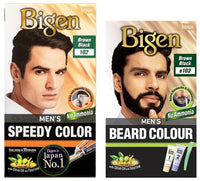 Bigen Men's  Beard Color, Brownish Black B102, 40g & Bigen Men's  Speedy Color, Brown Black 102, 80g