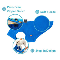 Gooby Zip Up Fleece Dog Sweater - Blue, Large - Warm Pullover Fleece Step-in Dog Jacket with Dual D Ring Leash - Winter Small Dog Sweater - Dog Clothes for Small Dogs Boy and Medium Dogs