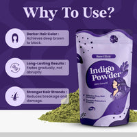 Bare Elixir 100% Natural Organic Indigo Powder for Hair - 180g | Effective Grey Hair Coverage, Promotes Hair Growth & Strength | Chemical-Free Hair Dye | Ideal for Deep Conditioning & Reducing Hair Fall