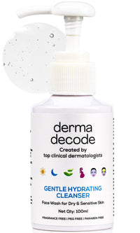 Derma Decode Face Wash For Dry Skin Women, Kids & Men - Dermatologist Created Sensitive, Dry Skin Facewash, Gentle Hydrating Cleanser with Ceramides, Hyaluronic Acid, Fragrance Free 100ml