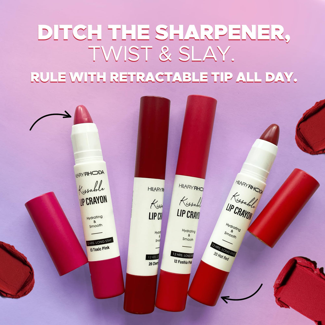 Hilary Rhoda Kissable Lip Crayon |12-Hour Stay | Highly Pigmented Matte Finish | Smudge-Proof & Transfer proof Lipstick | Retractable Lip Crayon | 3.5g - (Nude Mauve | Shade 01)