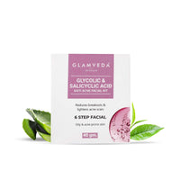 Glamveda Glycolic & Salicylic Anti Acne Facial Kit | Pimple Care & Brightening Facial Kit For Women| No Paraben, SLS | 40gm