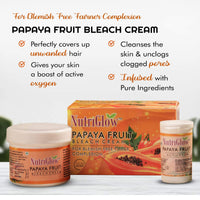 NutriGlow Papaya Fruit Facial Kit(250gm + 10ml) & Papaya Fruit Beach Cream(43gm) for Youthful Glow, Deep Exfoliation, All Skin Types, Pack of 2