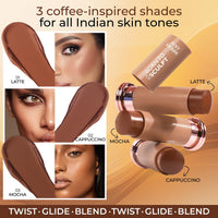 Just Herbs Super Hydrating Born To Sculpt Long Stay Bronzer Stick Infused with Shea Butter | Richly Pigmented | Defines and Uplift Appearance | Matte Finish | All Skin Types for Women 14g (Mocha)