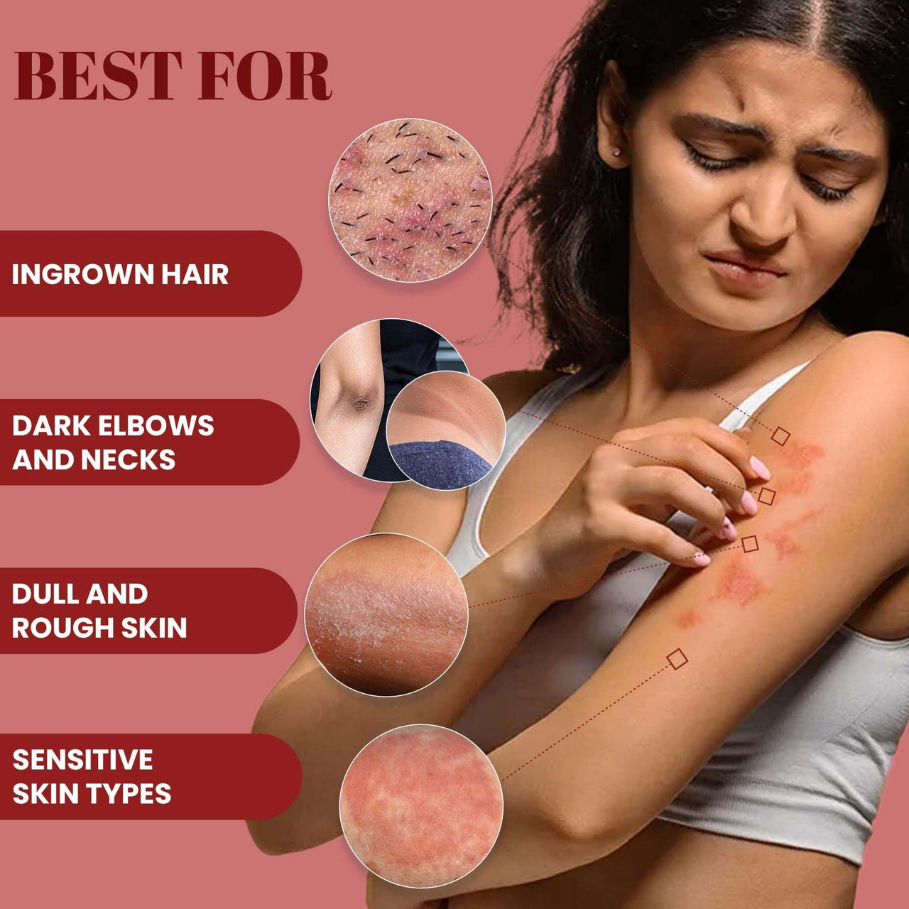 WildOak Aloevera, Sandalwood, Hibiscus Body Scrub | Lightens Dark Area like Neck & Elbows | Smoothen Bumpy Legs & Hands | Remove Dead Skin | Enriched with Pearl Paste, Orange Peel, Rose | 100gm